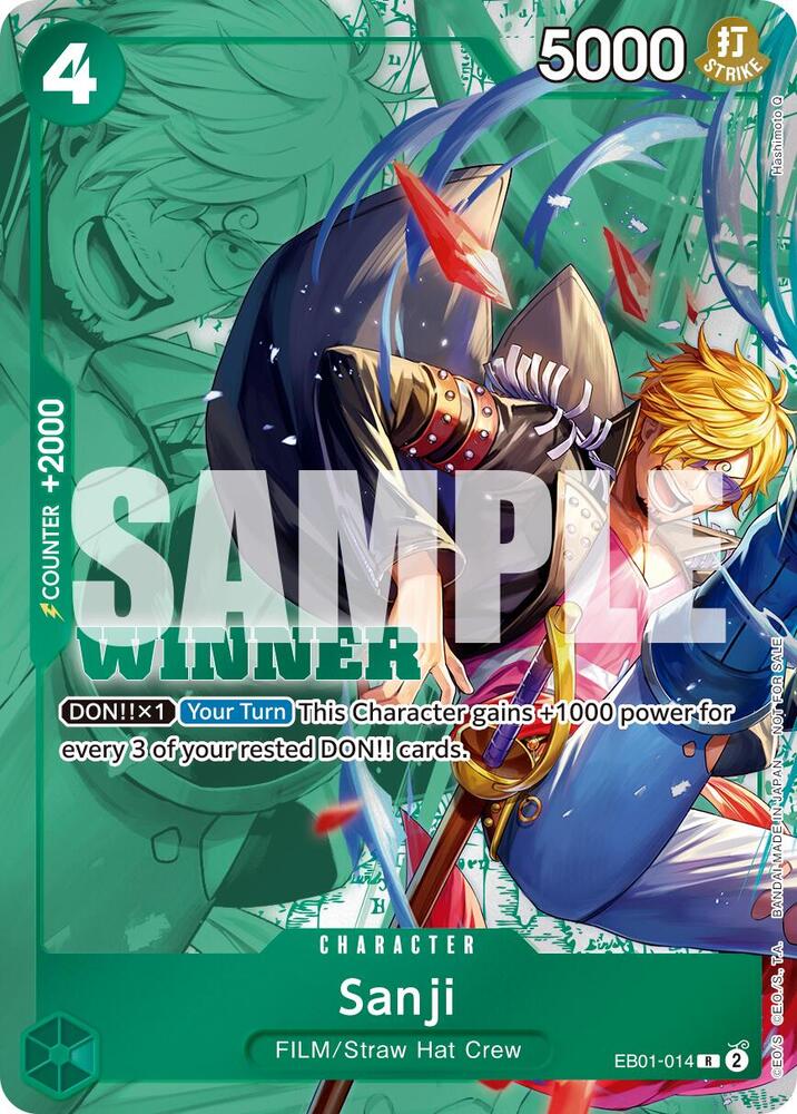 One Piece Card Game Sanji EB01-014 Tournament Pack Winner