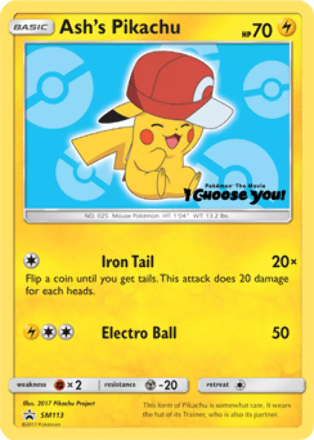 Pokemon TCG Ash's Pikachu SM113 Pokemon The Movie I Choose You Promo