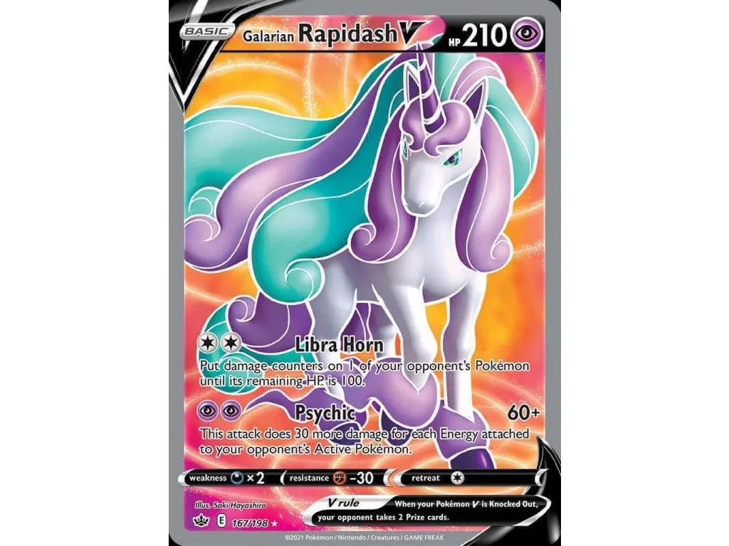Pokemon TCG Galarian Rapidash V 167/198 Chilling Reign 2Sis Collectibles Pokemon TCG Galarian Rapidash V 167/198 Chilling Reign 2Sis Collectibles