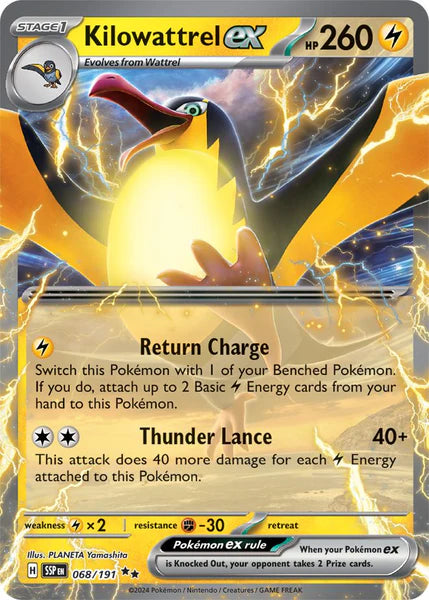 Pokemon TCG Kilowattrel EX 068/191 Surging Sparks