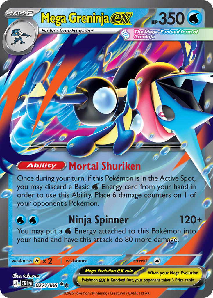 Pokemon TCG Mega Greninja EX 022/086 Chaos Rising