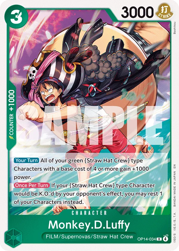 One Piece Card Game Monkey.D.Luffy OP14 The Azure Sea's Seven OP14-034