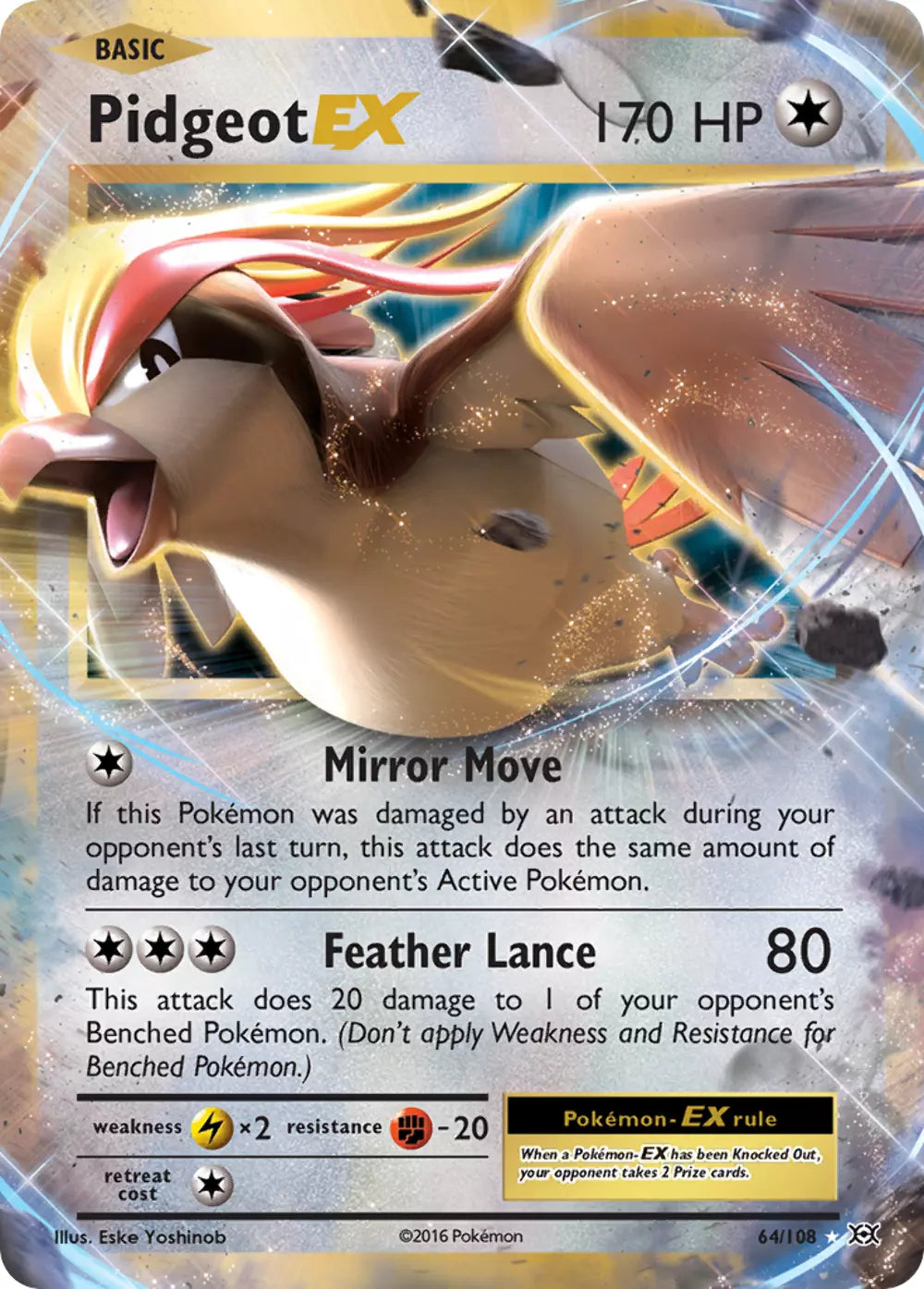 Pokemon TCG Pidgeot EX 64/108 XY Evolutions
