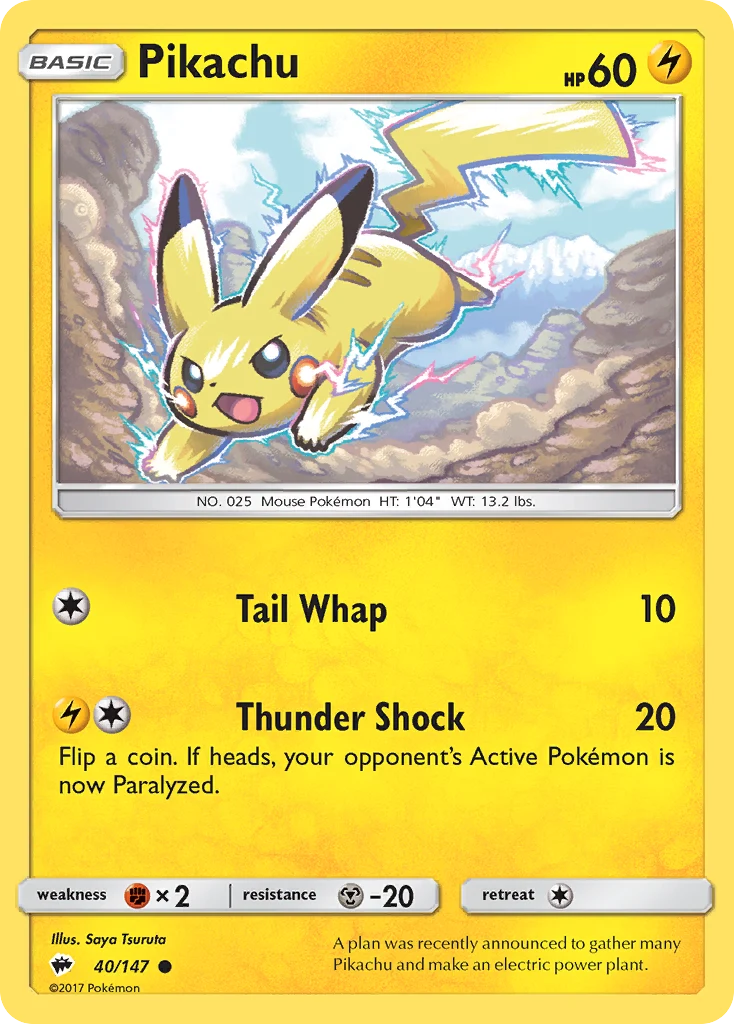 Pokemon TCG Pikachu 40/147 Burning Shadow