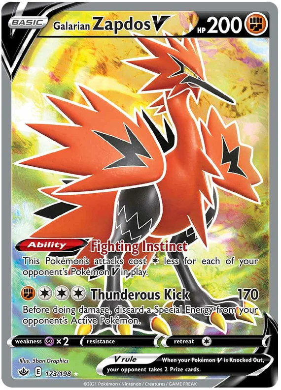 Pokemon TCG Galarian Zapdos V 173/198 Chilling Reign