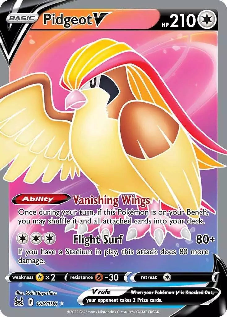 Pokemon TCG Pidgeot V 188/196 Lost Origin