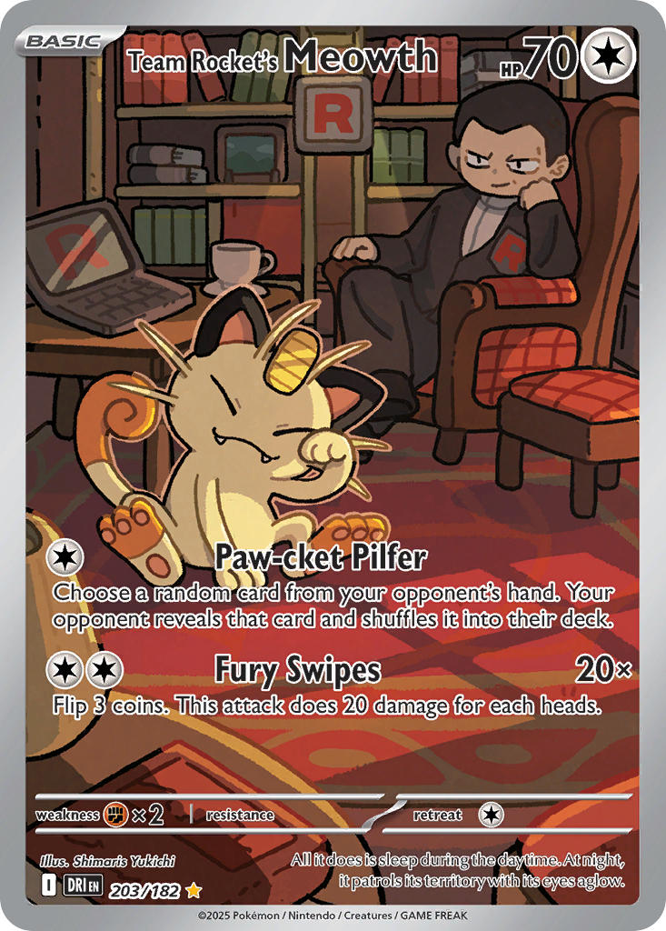 Pokemon TCG Team Rocket's Meowth 203/182 Destined Rivals