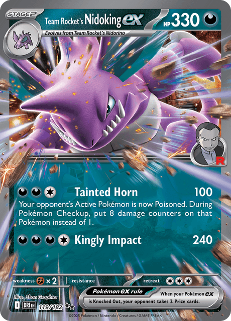 Pokemon TCG Team Rocket's Nidoking EX 119/182 Destined Rivals