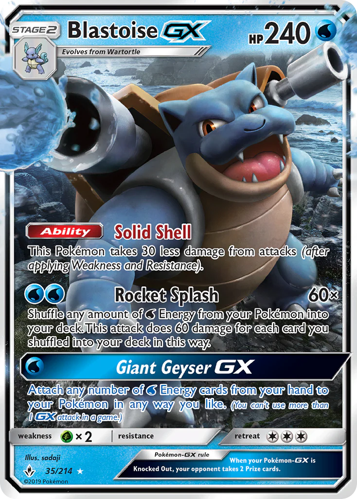 Pokemon TCG Blastoise GX 35/214 Unbroken Bonds