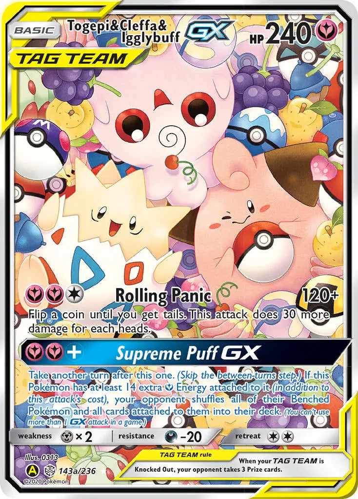 Pokemon TCG Togepi Cleffa Jigglybuff GX 143a/236 Cosmic Eclips
