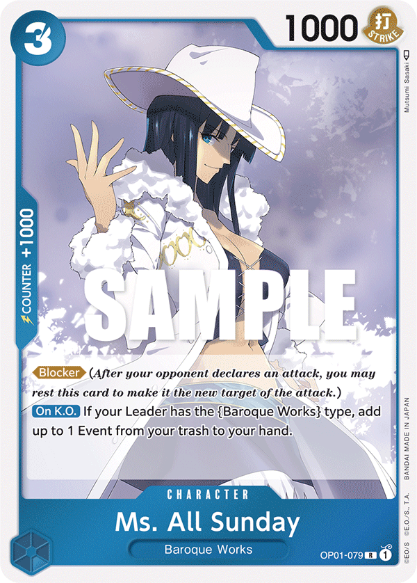 One Piece Card Game Ms. All Sunday OP01 Romance Dawn OP01-079 2Sis Collectibles One Piece Card Game Ms. All Sunday OP01 Romance Dawn OP01-079 2Sis Collectibles