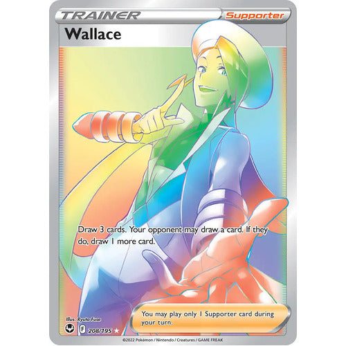Pokemon TCG Wallace Rainbow Full Art Trainer 208/195 Silver Tempest 2Sis Collectibles Pokemon TCG Wallace Rainbow Full Art Trainer 208/195 Silver Tempest 2Sis Collectibles
