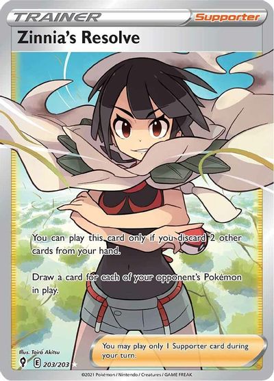 Pokemon TCG Zinnia's Resolve Full Art Trainer 203/203 Shining Fates