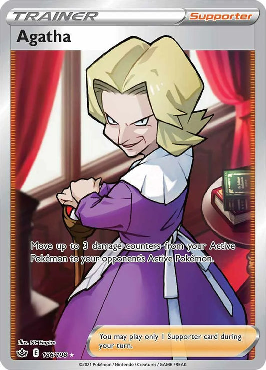 Pokemon TCG Agatha Full Art Trainer 186/198 Chilling Reign