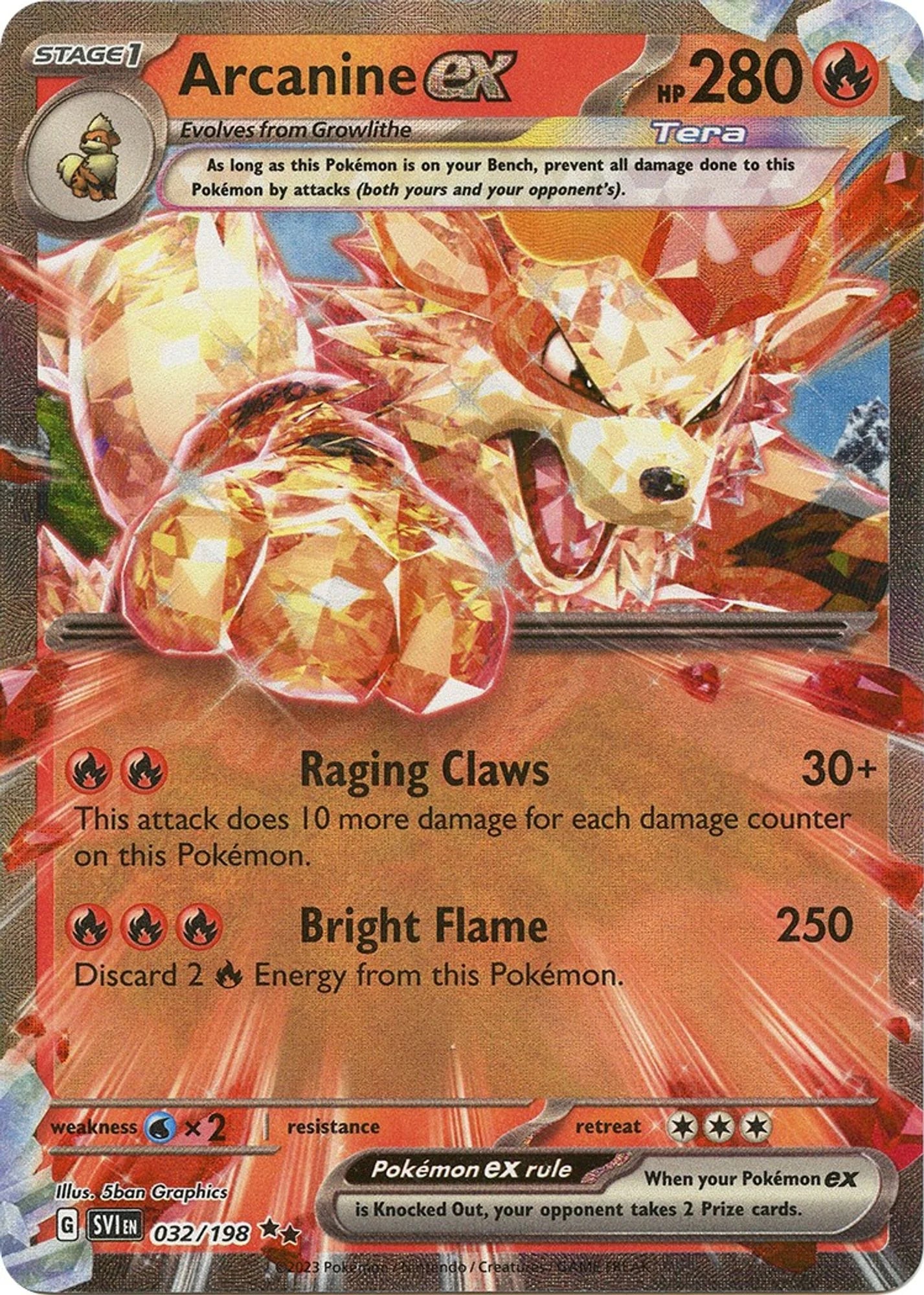 Pokemon TCG Arcanine EX 032/198 Scarlet & Violet