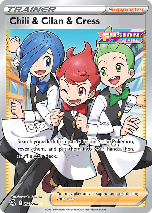 Pokemon TCG Chili & Cilan & Cress Full Art Trainer 258/264 Fusion Strike