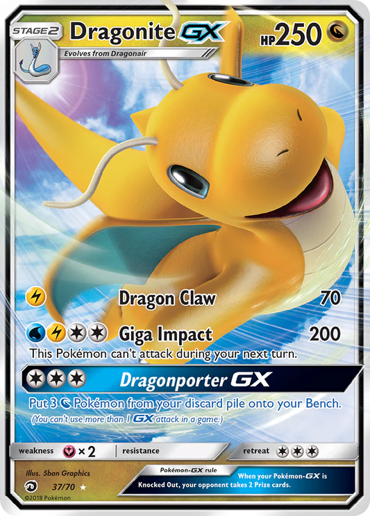 Pokémon TCG Dragonite GX 37/70 Dragon Majesty