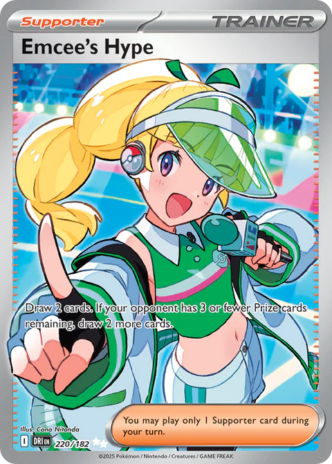 Pokemon TCG Emcee's Hype Full Art Trainer 220/182 Destined Rivals