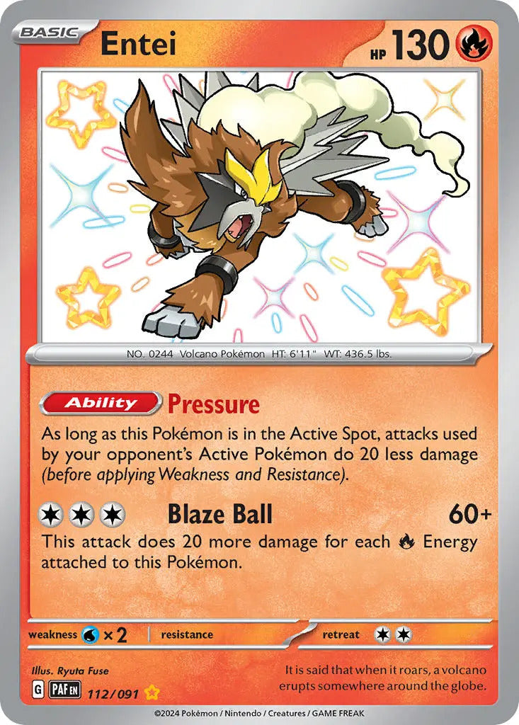 Pokemon TCG Entei 112/091 Paldean Fates