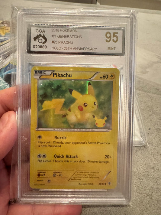 Pokemon TCG Pikachu 26/83 XY Generations 20th Anniversary Stamped CGC Graded 9.5