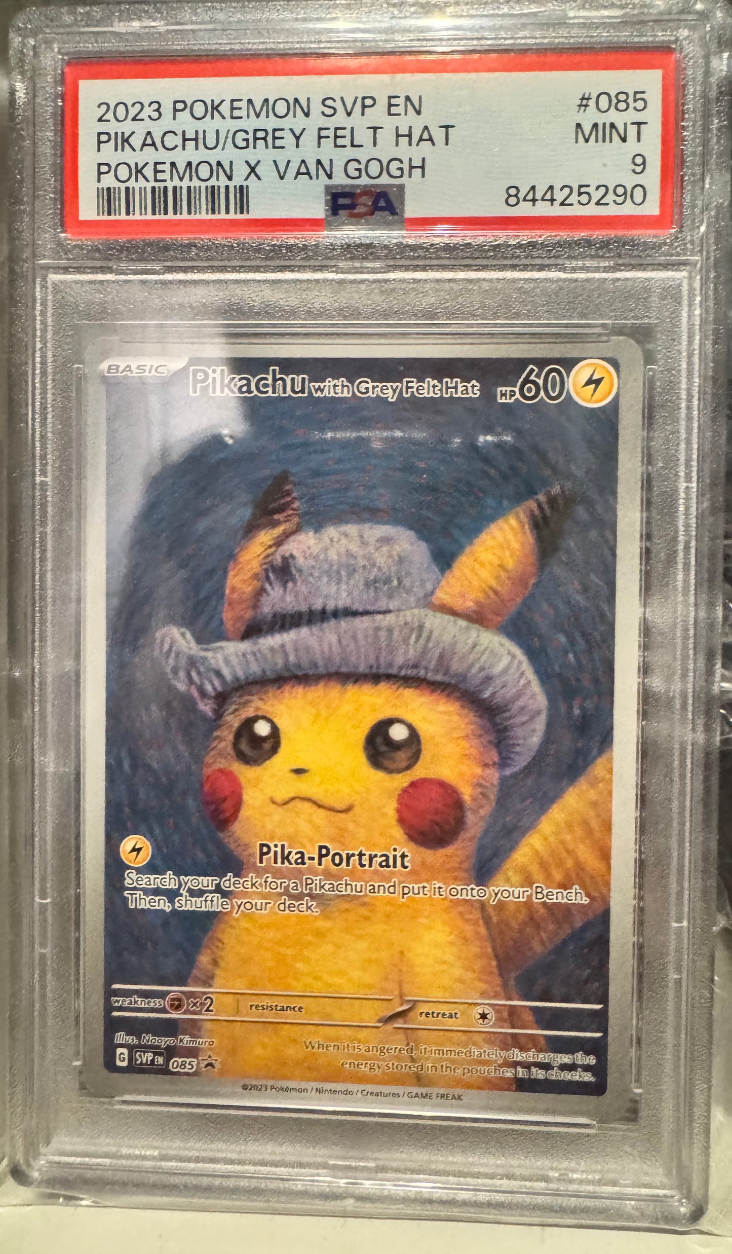 Pokemon TCG Pikachu With Grey Felt Hat SVP085 Graded PSA 9