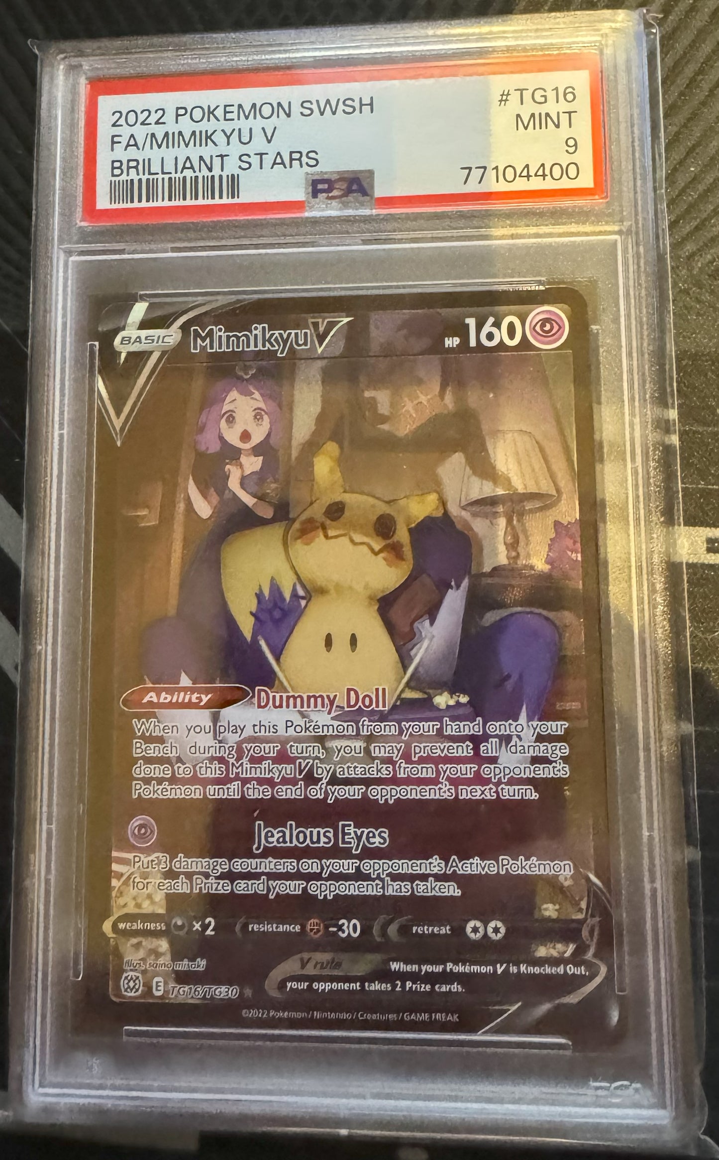 Pokemon TCG Mimikyu V TG16/TG30 Brilliant Stars Graded 9