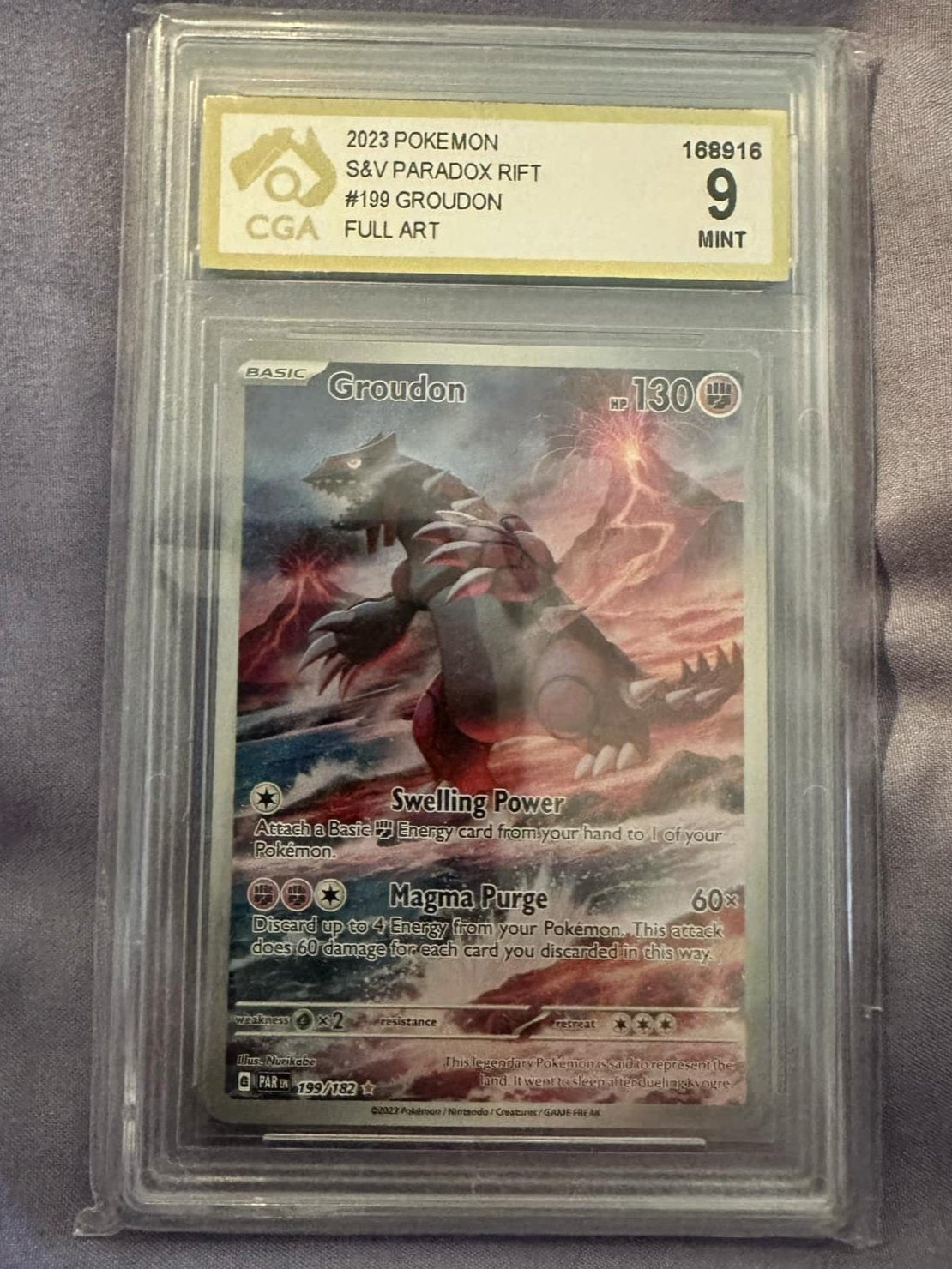 Pokemon TCG Groudon 199/182 Paradox Rift Graded 9