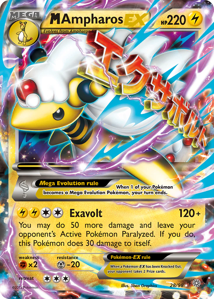 Pokemon TCG M Ampharos EX 28/98 Ancient Origins