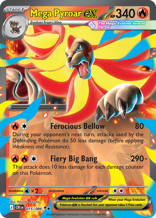 Pokemon TCG Mega Pyroar EX 015/086 Chaos Rising