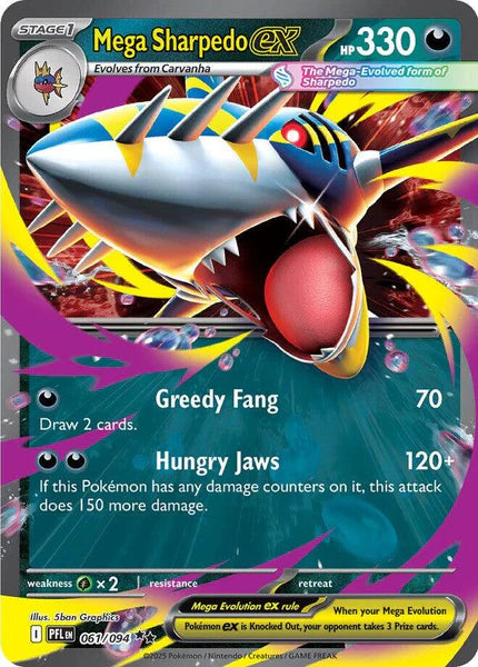Pokemon TCG Mega Sharpedo EX 061/094 Phantasmal Flame