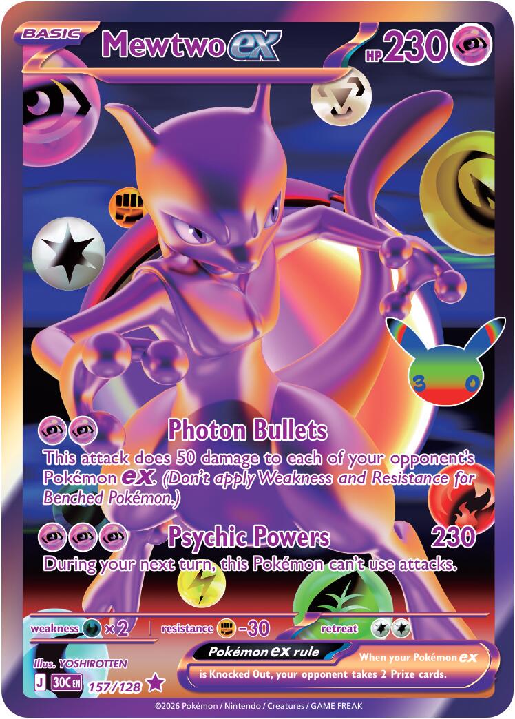 Pokemon TCG Mewtwo EX 157/128 30th Anniversary