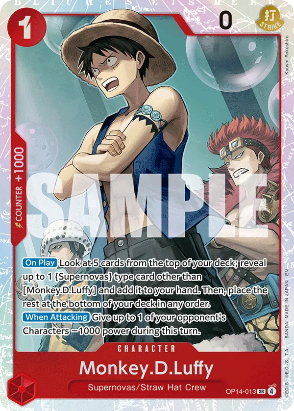 One Piece Card Game Monkey.D.Luffy OP14 The Azure Sea's Seven OP14-013