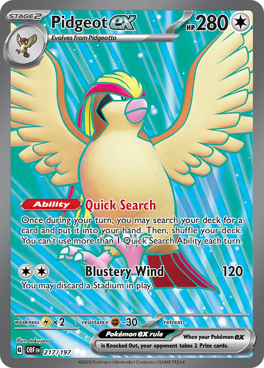 Pokemon TCG  Pidgeot EX 217/197 Obsidian Flames