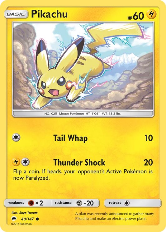 Pokemon TCG Pikachu 40/147 Burning Shadow