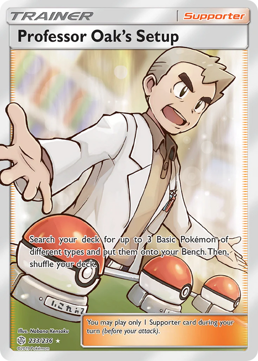 Pokemon TCG Professor Oak's Setup Full Art Trainer 233/236 Cosmic Eclips