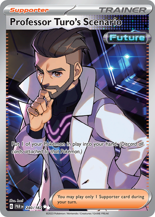 Pokemon TCG Professor Turo’s Scenario Full Art Trainer 240/182 Paradox Rift