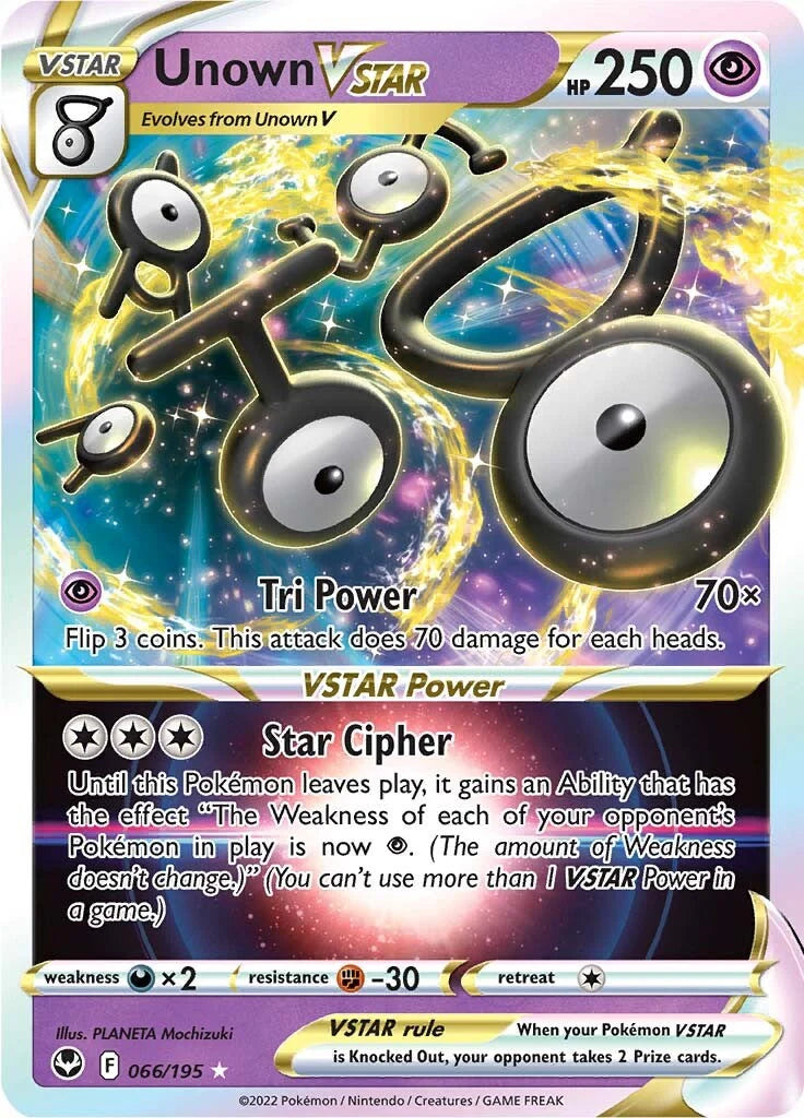 Pokemon TCG Unown VSTAR 066/195 Silver Tempest