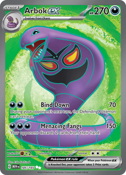 Pokemon TCG Arbok EX 185/165  Pokemon 151