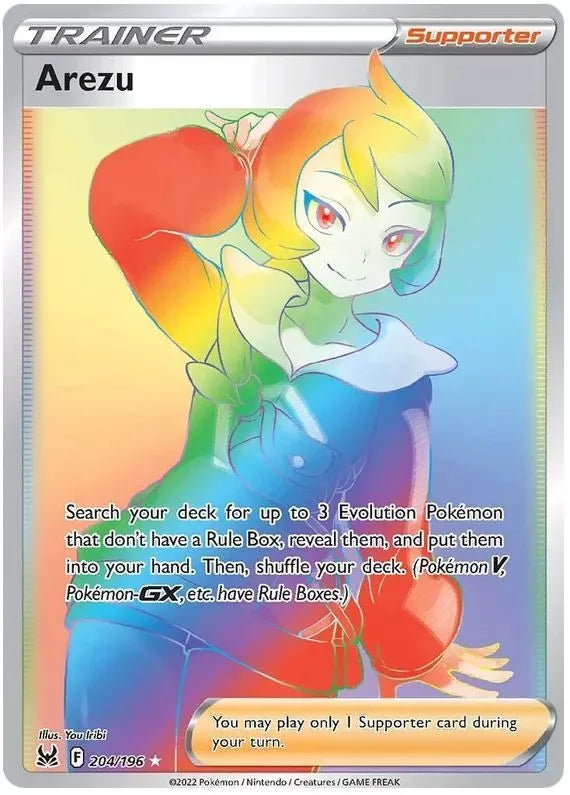 Pokemon TCG Arezu Rainbow Full Art Trainer 204/196Lost Origin