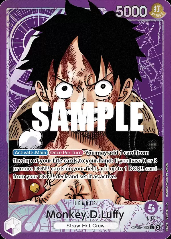 One Piece Card Game Monkey.D.Luffy Alternate Art Leader OP05 Awakening of The New Era OP05-060