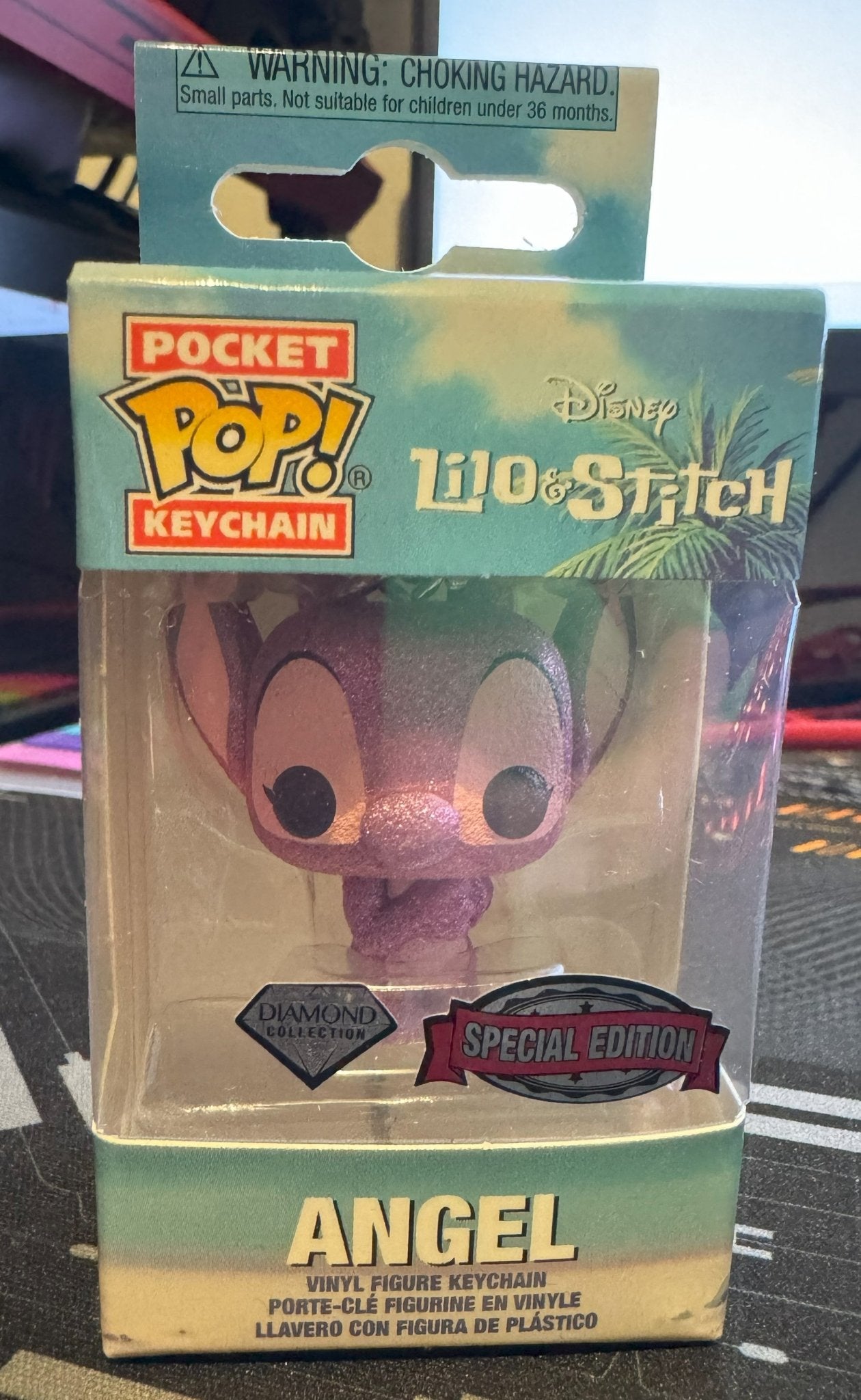 Funko POP! Disney Lilo & Stitch Angel Diamond Glitter Special Edition Pocket Keychain - 2Sis Collectibles