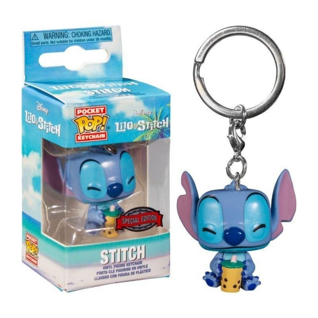 Funko POP! Disney Lilo & Stitch Stitch With Bubble Tea Pocket Keychain Special Edition - 2Sis Collectibles