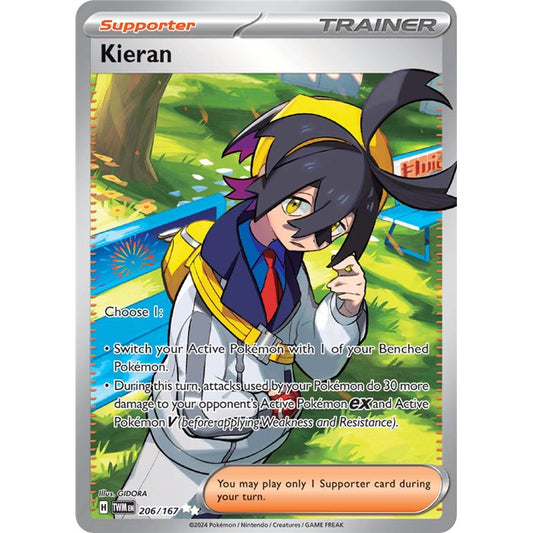 Pokemon TCG Kieran Full Art Trainer 206/167 Twilight Masquerade