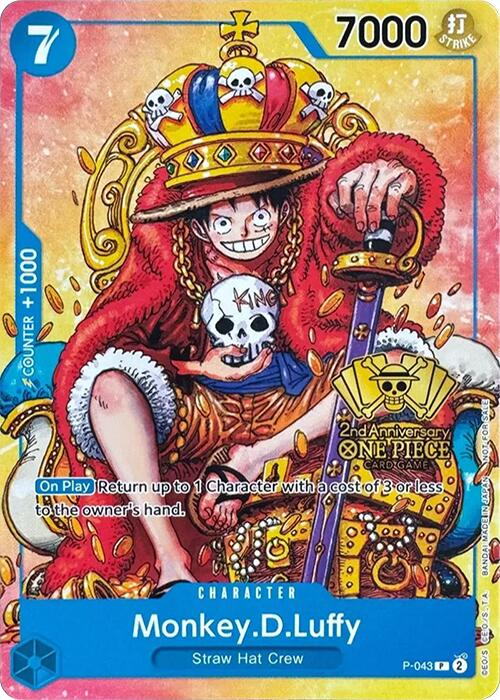 One Piece Card Game Monkey.D.Luffy Promo 2nd Anniversary P-043