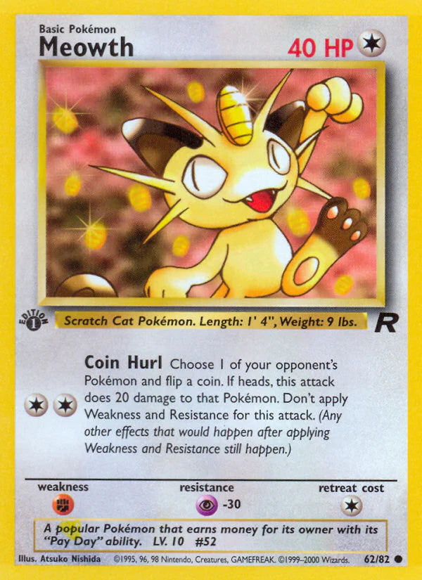 Pokemon TCG Meowth 62/82 Team Rocket