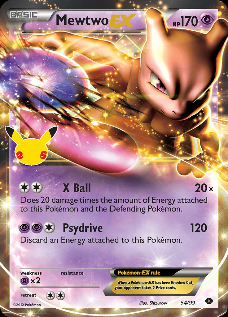 Pokemon TCG Mewtwo EX 54/99 25th Anniversary Celebration