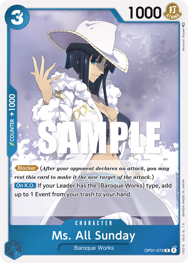 One Piece Card Game Ms. All Sunday OP01 Romance Dawn OP01-079