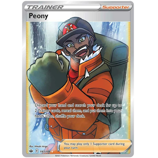 Pokemon TCG Peony Full Art Trainer 197/198 Chilling Reign