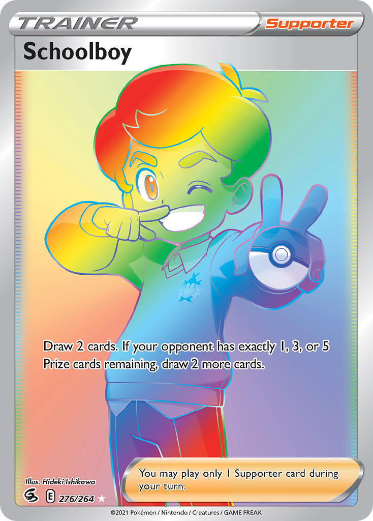 Pokemon TCG School Boy Rainbow Full Art Trainer 276/264 Fusion Strike