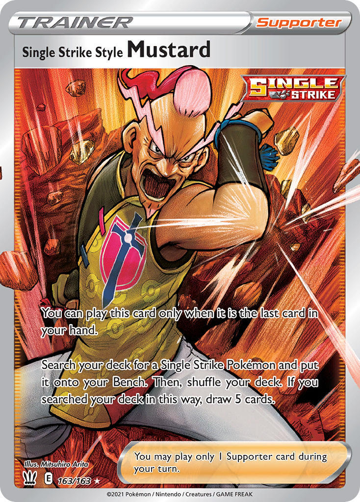 Pokemon TCG Single Strike Style Mustard Full Art Trainer 163/163 Battle Styles